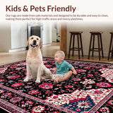Ultra Soft Area Rug, Non Slip, Stain Resistant, Washable Area Rugs for Living Room, Bedroom, Cozy Vintage-Inspired Floral Arrangement(Black)