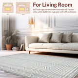 Ultra Soft Area Rug, Non Slip, Stain Resistant, Washable Area Rugs for Living Room, Bedroom, Sleek Black and White Tiled Design(Gray)
