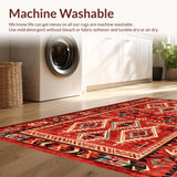 Ultra Soft Area Rug, Non Slip, Stain Resistant, Washable Area Rugs for Living Room, Bedroom, Contemporary Abstract Southwestern Fusion(Red)