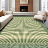 Ultra Soft Area Rug, Non Slip, Stain Resistant, Washable Area Rugs for Living Room, Bedroom, Rustic Vintage Striped Elegance(Green)
