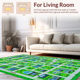 Ultra Soft Area Rug, Non Slip, Stain Resistant, Washable Area Rugs for Living Room, Bedroom, Whimsical Traffic Pattern Rug(Green)