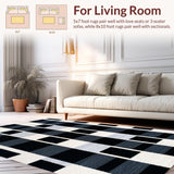 Ultra Soft Area Rug, Non Slip, Stain Resistant, Washable Area Rugs for Living Room, Bedroom, Contemporary Black and White Checkered Aesthetic(Black)