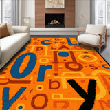 Ultra Soft Area Rug, Non Slip, Stain Resistant, Washable Area Rugs for Living Room, Bedroom, Vibrant Radial Alphabetic Inspiration(Orange)