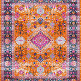 Ultra Soft Area Rug, Non Slip, Stain Resistant, Washable Area Rugs for Living Room, Bedroom, Vibrant Floral Patterned Elegance(Orange)