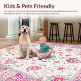 Ultra Soft Area Rug, Non Slip, Stain Resistant, Washable Area Rugs for Living Room, Bedroom, Rustic Soft Floral Texture(White)