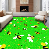 Ultra Soft Area Rug, Non Slip, Stain Resistant, Washable Area Rugs for Living Room, Bedroom, Colorful Bee Artistry Rug(Green)