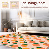 Ultra Soft Area Rug, Non Slip, Stain Resistant, Washable Area Rugs for Living Room, Bedroom, Bright Fresh Fruit Inspired Decor(Orange)