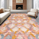 Ultra Soft Area Rug, Non Slip, Stain Resistant, Washable Area Rugs for Living Room, Bedroom, Boho Chic: Pastel-Toned Geometric Area Rug, Non-Slip(Pink)