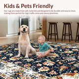 Ultra Soft Area Rug, Non Slip, Stain Resistant, Washable Area Rugs for Living Room, Bedroom, Serene Neutral Medallion Composition(Blue)