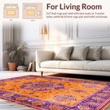 Ultra Soft Area Rug, Non Slip, Stain Resistant, Washable Area Rugs for Living Room, Bedroom, Artful Abstract Patterned Delight(Orange)
