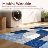 Ultra Soft Area Rug, Non Slip, Stain Resistant, Washable Area Rugs for Living Room, Bedroom, Minimalist Linear Lattice Aesthetic(Blue)