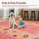 Ultra Soft Area Rug, Non Slip, Stain Resistant, Washable Area Rugs for Living Room, Bedroom, Vibrant Abstract Art Fusion(Pink)