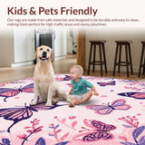 Ultra Soft Area Rug, Non Slip, Stain Resistant, Washable Area Rugs for Living Room, Bedroom, Radiant Kids' Nature Wonderland(Pink)
