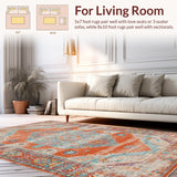 Ultra Soft Area Rug, Non Slip, Stain Resistant, Washable Area Rugs for Living Room, Bedroom, Bold Striped Design with Cozy Vibes(Orange)
