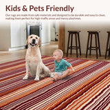 Ultra Soft Area Rug, Non Slip, Stain Resistant, Washable Area Rugs for Living Room, Bedroom, Artful Retro Motif Arrangement(Brown)
