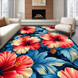 Ultra Soft Area Rug, Non Slip, Stain Resistant, Washable Area Rugs for Living Room, Bedroom, Blossoming Oasis Indoor Area With Dimensional Floral Design(Red)