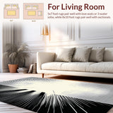 Ultra Soft Area Rug, Non Slip, Stain Resistant, Washable Area Rugs for Living Room, Bedroom, Sleek Minimalist Black and White Style(Black)