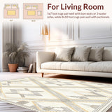 Ultra Soft Area Rug, Non Slip, Stain Resistant, Washable Area Rugs for Living Room, Bedroom, Malilinao Neutral Diamond Area Cream Beige Gray(Beige)