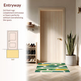 Ultra Soft Area Rug, Non Slip, Stain Resistant, Washable Area Rugs for Living Room, Bedroom, Tropical Surfboard Pattern with Palm Leaf Accents(Green)