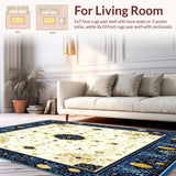 Ultra Soft Area Rug, Non Slip, Stain Resistant, Washable Area Rugs for Living Room, Bedroom, Abstract Whimsical Octagon(White)