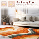 Ultra Soft Area Rug, Non Slip, Stain Resistant, Washable Area Rugs for Living Room, Bedroom, Sophisticated Cozy Symmetrical Design(Orange)