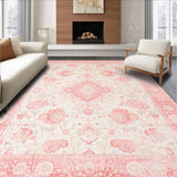 Ultra Soft Area Rug, Non Slip, Stain Resistant, Washable Area Rugs for Living Room, Bedroom, Luxurious Earthy Floral Motif(Beige)