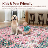 Ultra Soft Area Rug, Non Slip, Stain Resistant, Washable Area Rugs for Living Room, Bedroom, Lively Classic Decorative Elements(Pink)