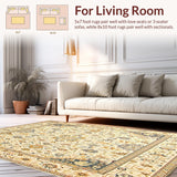 Luxurious Beige Area Featuring Detailed Oushak Geometric Motifs(Beige)