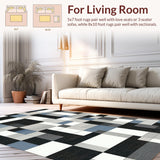 Ultra Soft Area Rug, Non Slip, Stain Resistant, Washable Area Rugs for Living Room, Bedroom, Sophisticated Geometric Green Palette(Gray)
