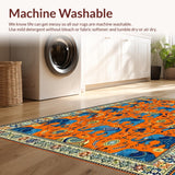 Ultra Soft Area Rug, Non Slip, Stain Resistant, Washable Area Rugs for Living Room, Bedroom, Artistic Elephant Embrace Motif(Orange)