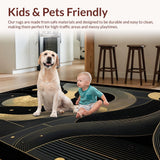 Ultra Soft Area Rug, Non Slip, Stain Resistant, Washable Area Rugs for Living Room, Bedroom, Sophisticated Metallic Minimalist Look(Gold)