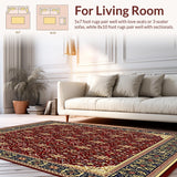 Ultra Soft Area Rug, Non Slip, Stain Resistant, Washable Area Rugs for Living Room, Bedroom, Vintage Geometric(Red)