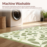 Ultra Soft Area Rug, Non Slip, Stain Resistant, Washable Area Rugs for Living Room, Bedroom, Elegant Earthy Leaf Design(Beige)
