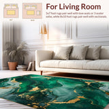 Ultra Soft Area Rug, Non Slip, Stain Resistant, Washable Area Rugs for Living Room, Bedroom, Striking Geometric Emerald Elegance(Green)