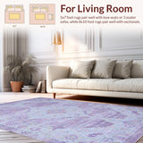 Ultra Soft Area Rug, Non Slip, Stain Resistant, Washable Area Rugs for Living Room, Bedroom, Charming Vintage Tiled Aesthetic(Purple)