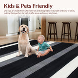 Ultra Soft Area Rug, Non Slip, Stain Resistant, Washable Area Rugs for Living Room, Bedroom, Sleek Abstract Monochrome Lines(Black)