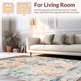 Ultra Soft Area Rug, Non Slip, Stain Resistant, Washable Area Rugs for Living Room, Bedroom, Sophisticated Neutral Floral Aesthetic(Orange)