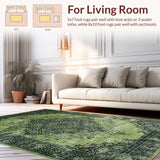 Ultra Soft Area Rug, Non Slip, Stain Resistant, Washable Area Rugs for Living Room, Bedroom, Rustic Vintage Floral Arrangement(Green)