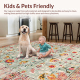 Ultra Soft Area Rug, Non Slip, Stain Resistant, Washable Area Rugs for Living Room, Bedroom, Chic Boho Nature-Inspired Design(Beige)
