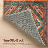 Ultra Soft Area Rug, Non Slip, Stain Resistant, Washable Area Rugs for Living Room, Bedroom, Cozy Earthy Toned Medallion Style(Orange)