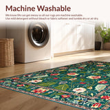 Ultra Soft Area Rug, Non Slip, Stain Resistant, Washable Area Rugs for Living Room, Bedroom, Rustic Earthy Botanical Ensemble(Blue)