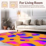 Ultra Soft Area Rug, Non Slip, Stain Resistant, Washable Area Rugs for Living Room, Bedroom, Bright Multicolor Fluid Design(Orange)