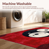 Ultra Soft Area Rug, Non Slip, Stain Resistant, Washable Area Rugs for Living Room, Bedroom, Yin Yang Circular Meditation Space Washable Rug(Red)