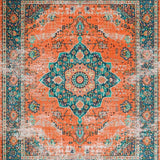 Ultra Soft Area Rug, Non Slip, Stain Resistant, Washable Area Rugs for Living Room, Bedroom, Chic Orange and Teal Abstract Look(Orange)
