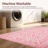 Ultra Soft Area Rug, Non Slip, Stain Resistant, Washable Area Rugs for Living Room, Bedroom, Rustic Textured Print with a Cozy Vibe(Pink)