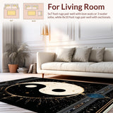 Ultra Soft Area Rug, Non Slip, Stain Resistant, Washable Area Rugs for Living Room, Bedroom, Lively Yin Yang Artistic Fusion(Black)