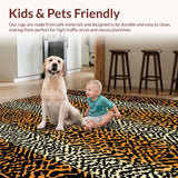 Ultra Soft Area Rug, Non Slip, Stain Resistant, Washable Area Rugs for Living Room, Bedroom, Cozy Earth Tones Animal Motif(Orange)