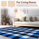 Ultra Soft Area Rug, Non Slip, Stain Resistant, Washable Area Rugs for Living Room, Bedroom, Contemporary White and Blue Geometric(Blue)
