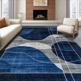 Ultra Soft Area Rug, Non Slip, Stain Resistant, Washable Area Rugs for Living Room, Bedroom, Minimalist Gray Blue Linear Composition(Blue)