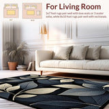 Ultra Soft Area Rug, Non Slip, Stain Resistant, Washable Area Rugs for Living Room, Bedroom, Elegant Nature-Inspired Aesthetic(Gray)